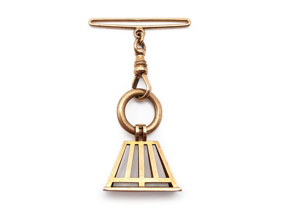 Antique 14K Gold Watch Fob Architectural 8.83g - image 3