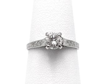 Platinum Ring Transitional Cut Solitaire Diamond Ring