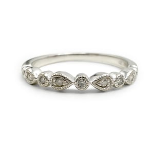 Vintage 10k Dainty Diamond Ring White Gold Stacking Ring Size 7.75