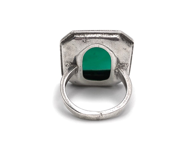 Art Deco Sterling Ring Krysopras Markasit bild 5