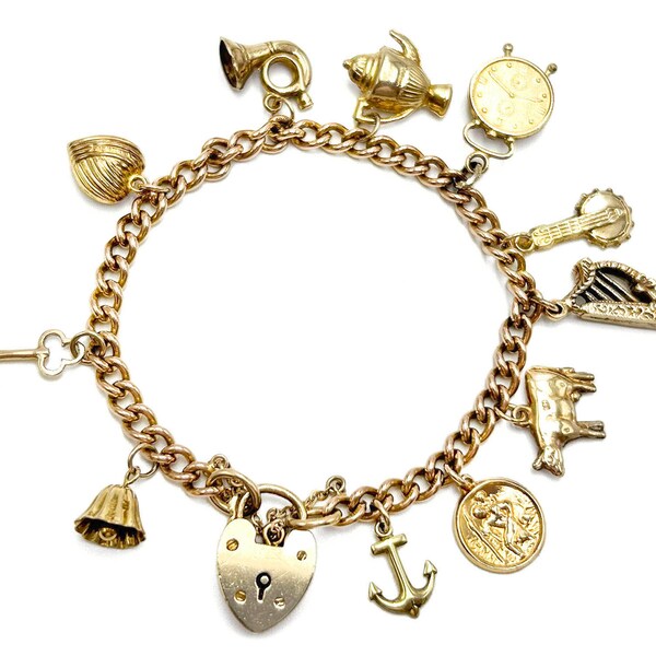 Gold Charm Bracelet Etsy