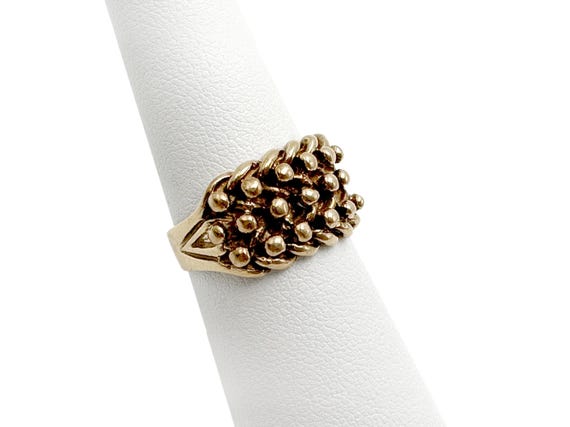 Vintage 9k Gold Ring Bead and Weave