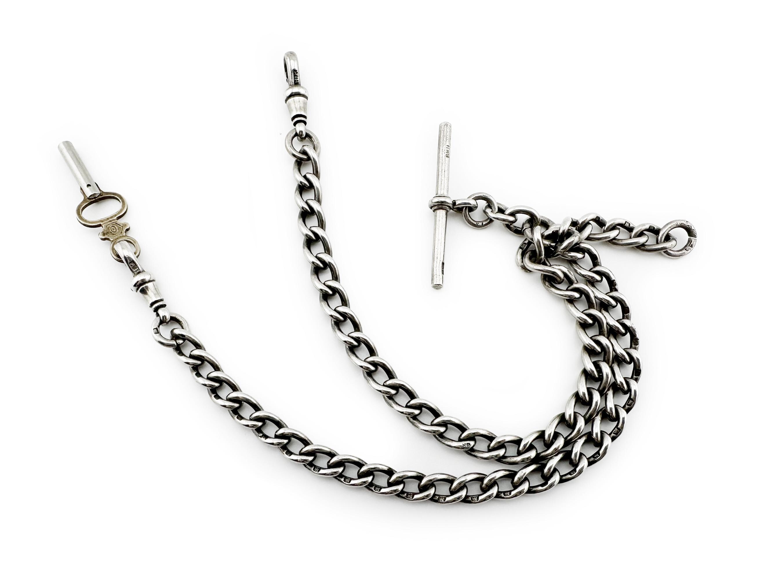 Antique Edwardian Sterling Silver Albert Watch Chain - Etsy