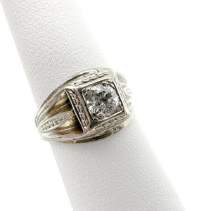 Antiker 14k Weißgoldring alten europäischen Schliffdiamant