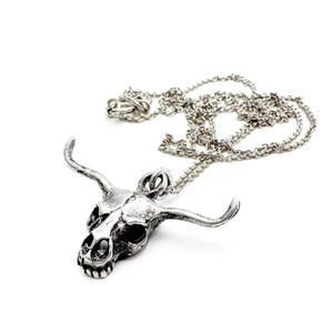 Longhorn Sterling Skull Charm on Chain