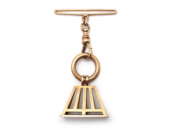 Antique 14K Gold Watch Fob Architectural 8.83g - image 1