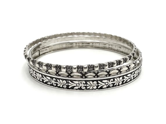 Sterling Silver Bangles Stack of Three - image 1
