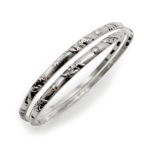 Vintage Pair Bangles - Sterling Silver - Mid Century - Mexico