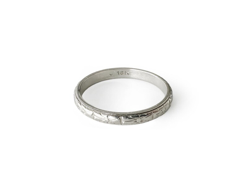 Art Deco 18K White Gold Band image 3