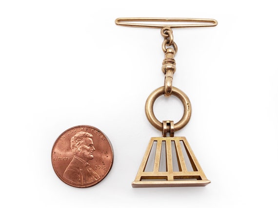 Antique 14K Gold Watch Fob Architectural 8.83g - image 4