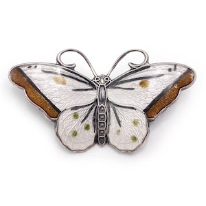 Vintage Enamel Butterfly Pin Hroar Prydz Norway