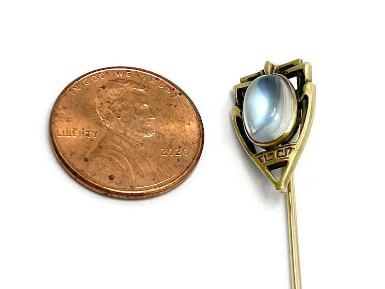 Antique Moonstone 14k Green Gold Stick Pin Edwardian image 5