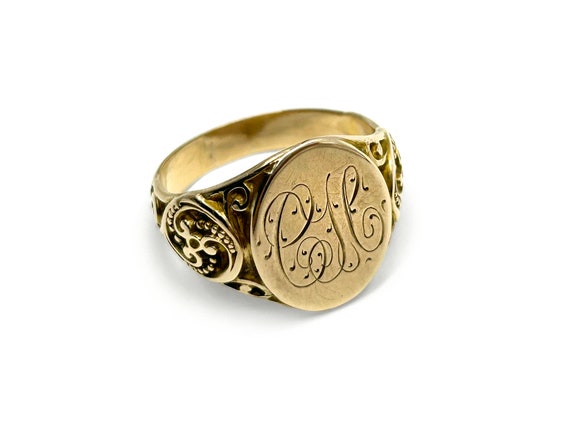 アクセサリー antique vintage old gold signet england Early, gold, signet ring – Antique Ring Boutique