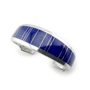 Ray Tracey and Knifewing Segura Sterling Silver Cuff with Lapis Lazuli