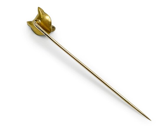 Antique Fox Head Stick Pin 14k Gold Edwardian - image 5