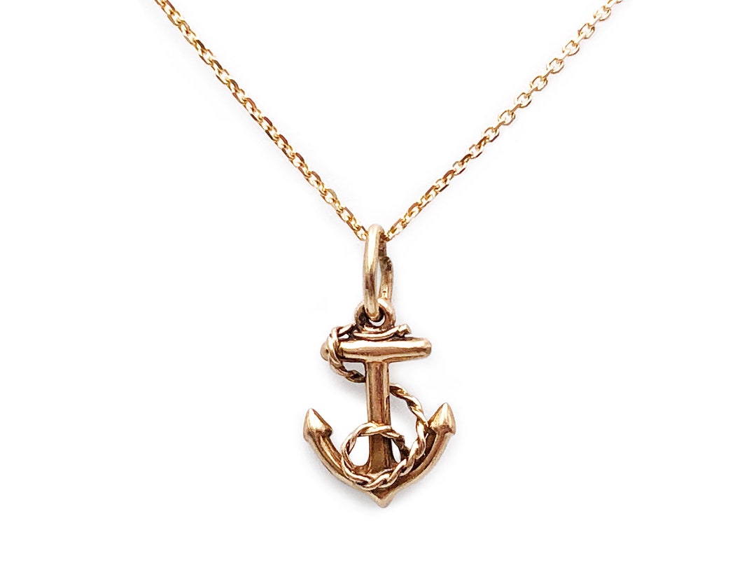 Vintage 14K Gold Anchor Pendant Fouled Anchor on 14K Chain Charm Hope Steadfastness 2.37 G Etsy