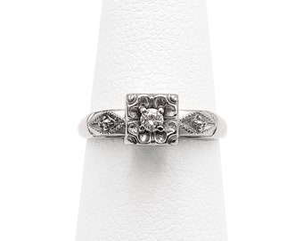 Vintage 14k White and Yellow Gold Diamond Ring
