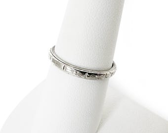 Art Deco 18K White Gold Band
