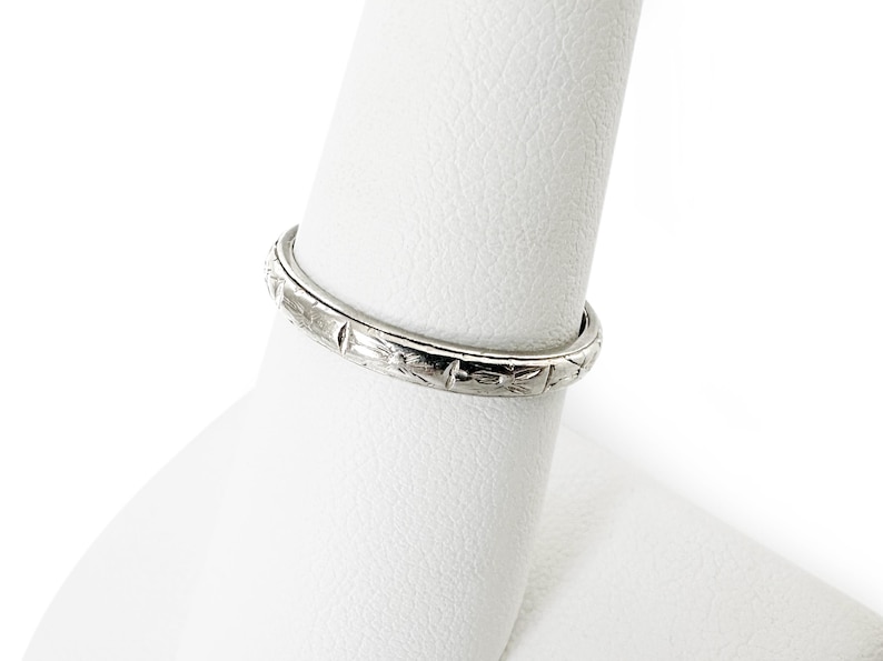Art Deco 18K White Gold Band image 1