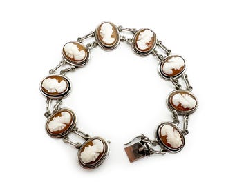 Shell Cameo 800 Silver Link Bracelet