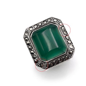 Art Deco Sterling Ring Krysopras Markasit bild 7