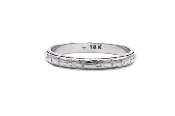 Art Deco 18K White Gold Band - image 3