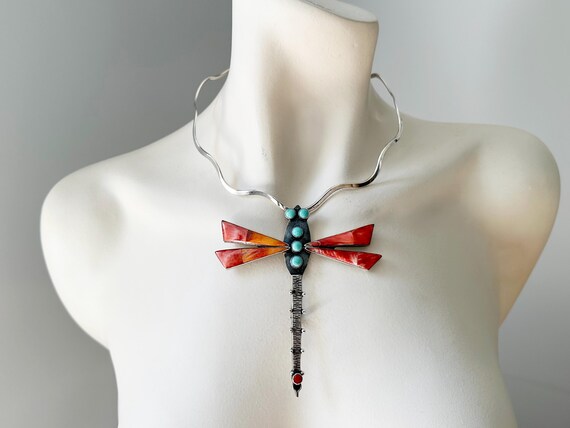Large Federico Jimenez Pendant Brooch Sterling Dragonfly