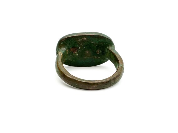 Antique Bronze Ring with Carnelian Engraved Intag… - image 3