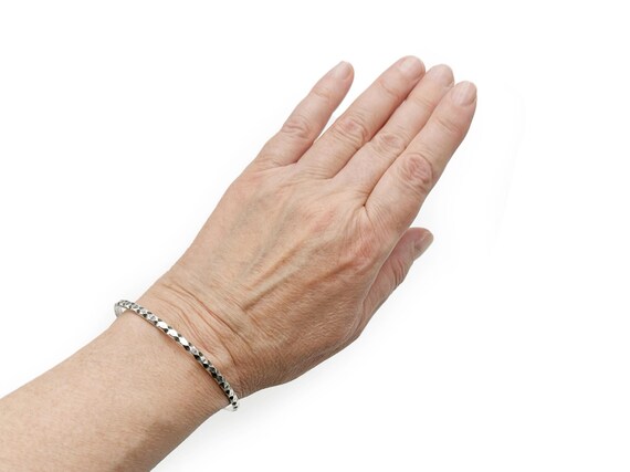 Sterling Silver Bangle  Diamond Pattern - image 5