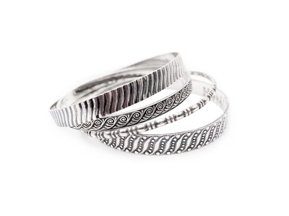 Sterling Silver Bangle Stack of Four - image 1