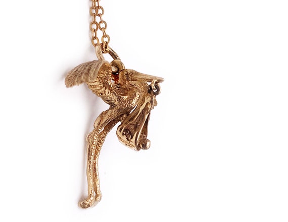 Vintage 14k Rosy Gold Stork with Baby Charm 10k C… - image 4