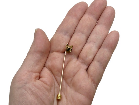 Antique Fox Head Stick Pin 14k Gold Edwardian - image 7