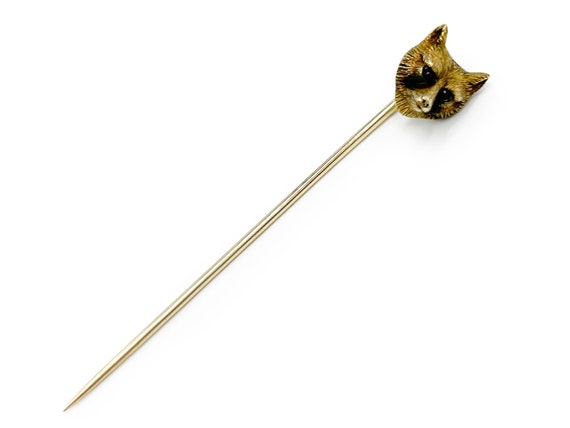 Antique Fox Head Stick Pin 14k Gold Edwardian - image 4