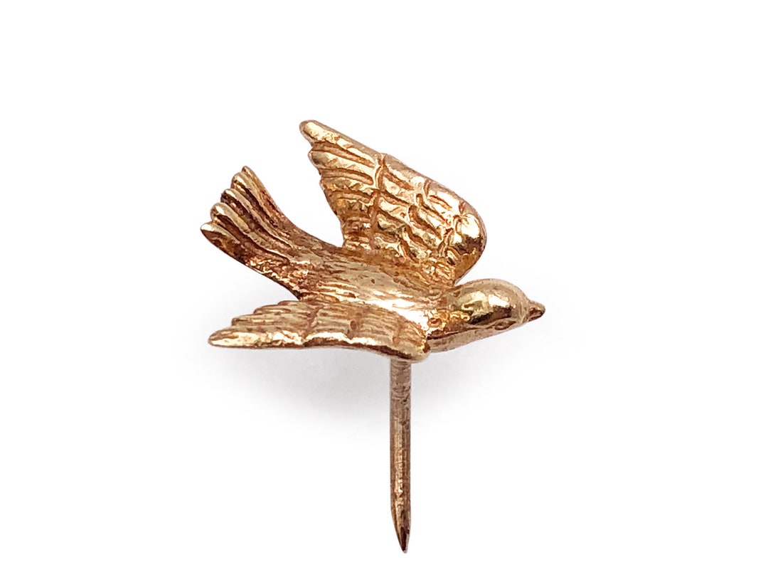 Vintage Dove Pin 14k Gold Lapel Pin Flying Bird Guglielmo Cini Etsy