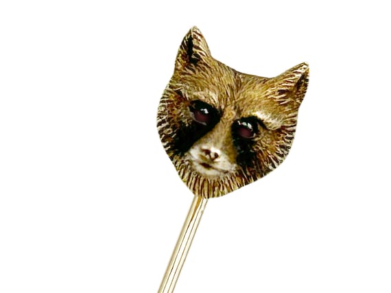 Antique Fox Head Stick Pin 14k Gold Edwardian - image 2