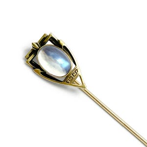 Antique Moonstone 14k Green Gold Stick Pin Edwardian