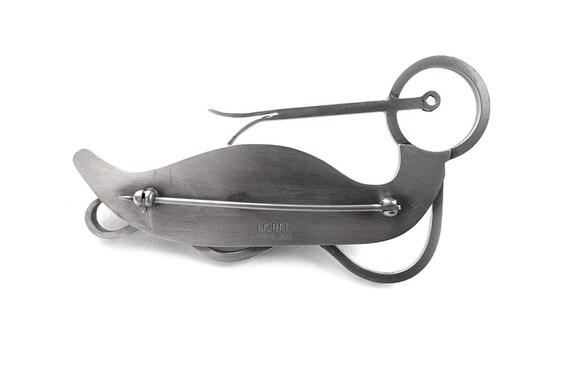 Paul Lobel Duck Brooch Sterling Silver Signed - image 2