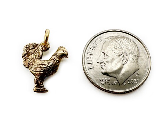 VIntage Rooster Charm - 10k Gold - image 4