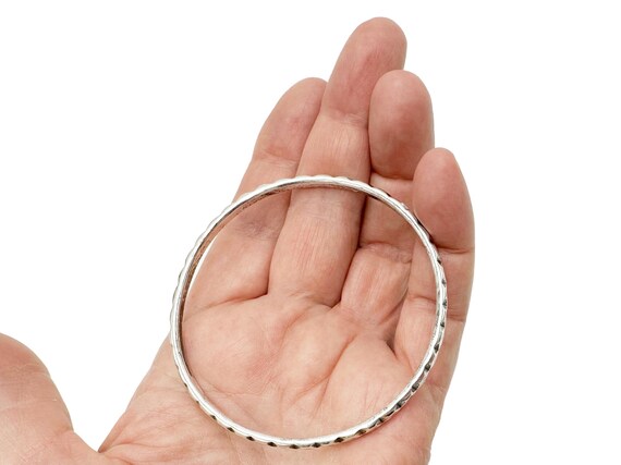 Sterling Silver Bangle  Diamond Pattern - image 4
