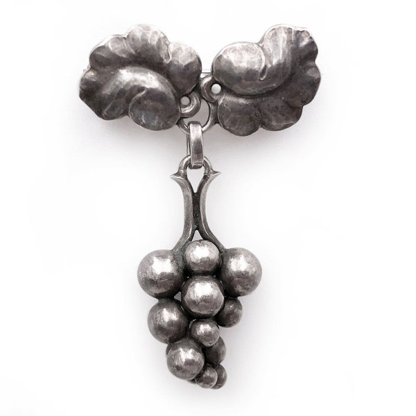 Georg Jensen Moonlight Grapes Sterling Brooch 217A Harald Nielsen  6.7g