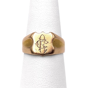 Antique 18k Gold Signet Ring Initials CR or RC
