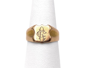Antique 14k Gold Signet Ring Initials CR or RC