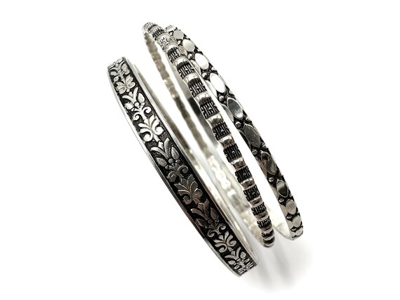 Sterling Silver Bangles Stack of Three - image 2