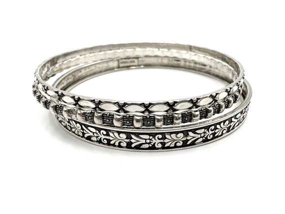 Sterling Silver Bangles Stack of Three - image 3