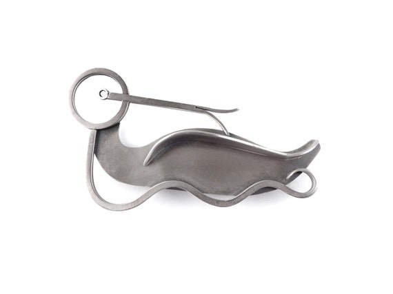 Paul Lobel Duck Brooch Sterling Silver Signed - image 1