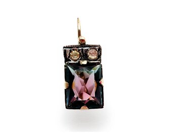 Antique Single Drop Earring 10k Gold and Paste