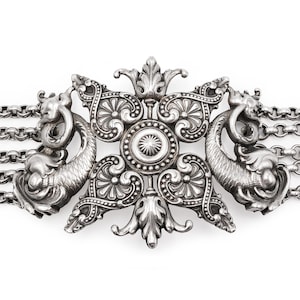 Ornate Bracelet Sterling Silver Renaissance Revival Dolphins