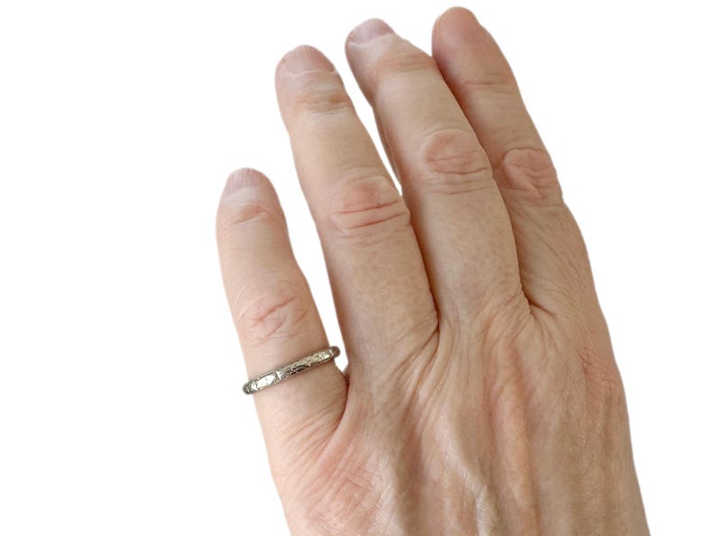 Art Deco 18K White Gold Band image 5