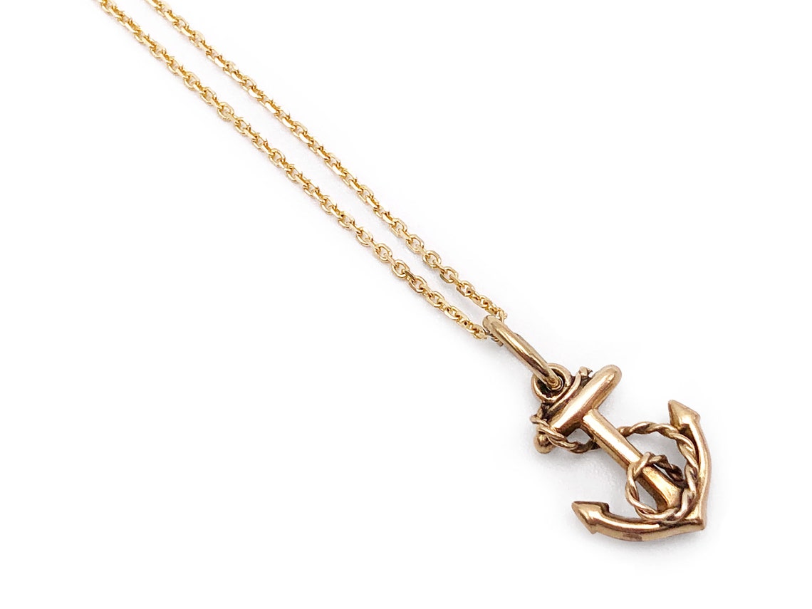 Vintage 14K Gold Anchor Pendant Fouled Anchor on 14K Chain Etsy