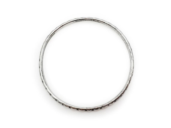 Sterling Silver Bangle  Diamond Pattern - image 3